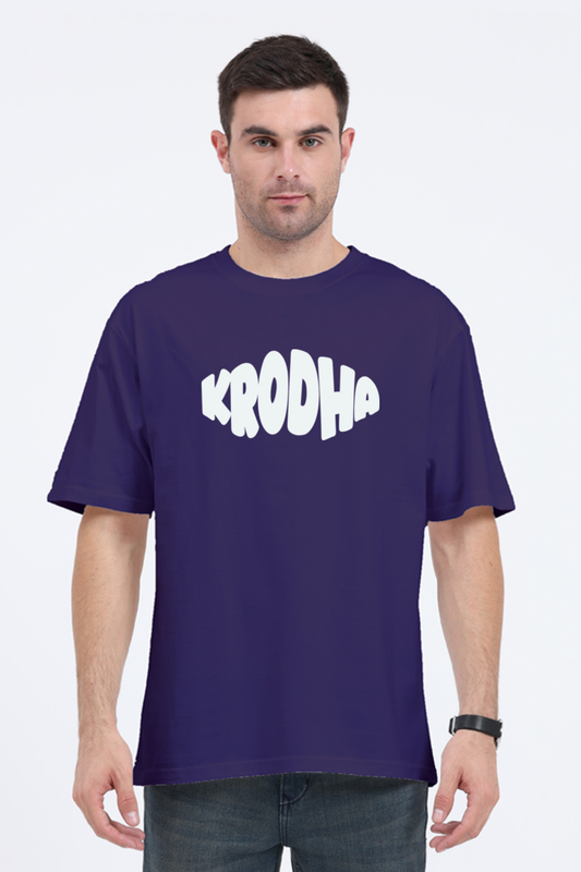Krodha Classic Oversized T-Shirt | Puffed Print | Purple