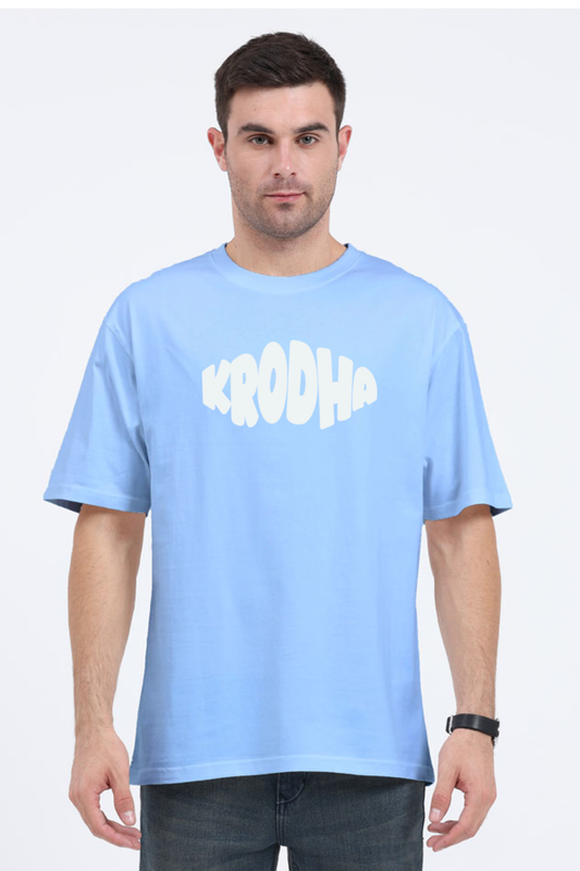 Essential | Krodha Classic Oversized T-shirt | Puffed Print | Sky Blue